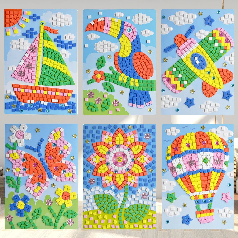 6 kom., dječje Mozaik oznaka, Naljepnica sa cvjetnim dizajnom, 3D Setovi za rukotvorina, edukativne igračke za djecu