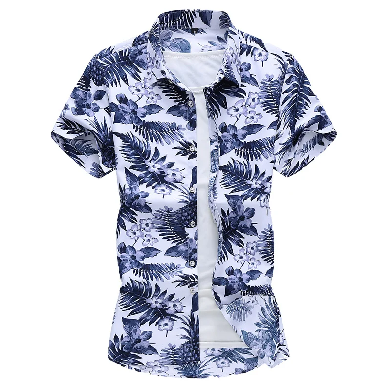 Veliki Veličina 5XL 6XL 7XL 2020, Nova Ljetna Muška Casual Košulja, Trendi Majica kratkih rukava i Cvjetnim Ispis, Plaža Havajski Košulja Muška