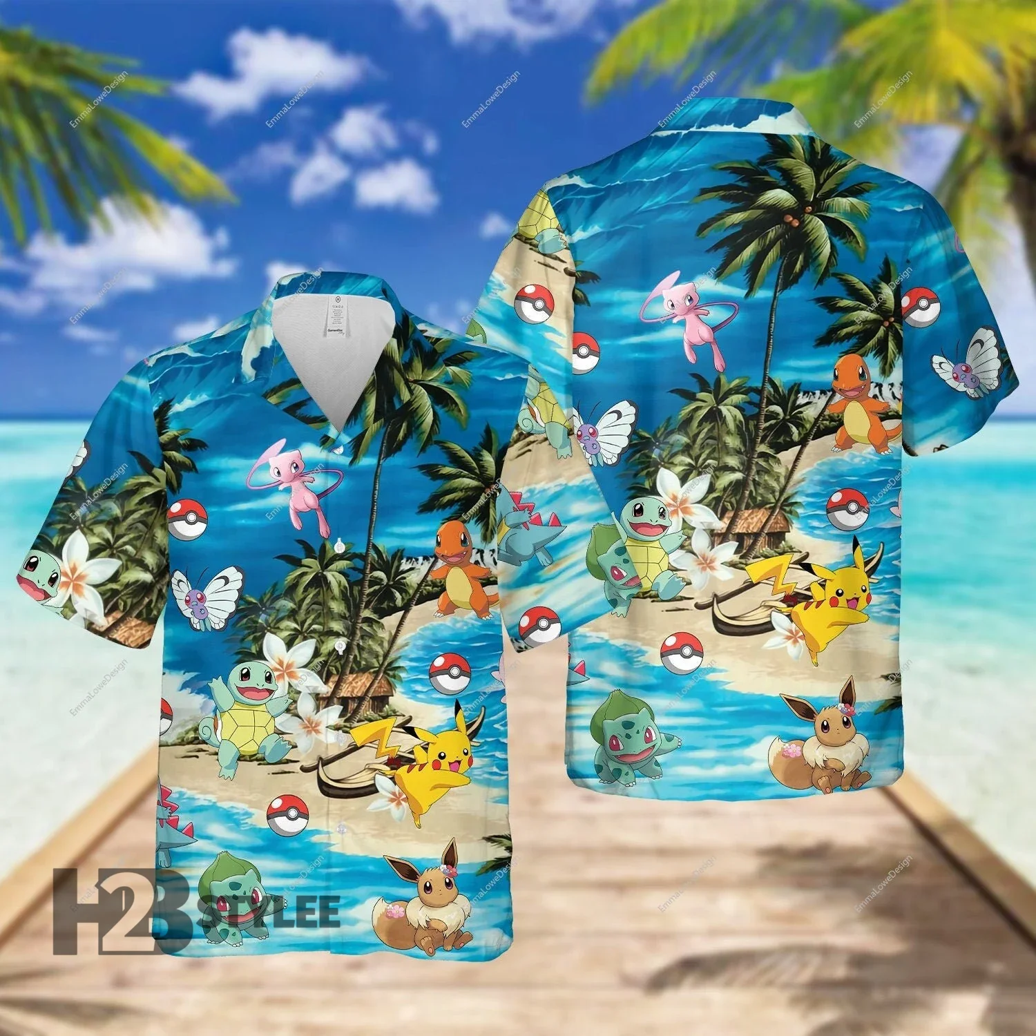 Pokemon Pikachu PKM Havajski Košulja Muška Ženska Dječja Majica kratkih Rukava i Gumbe Aloha Anime Raichu Košulja na Zakopčane Svakodnevni Plaža Košulja