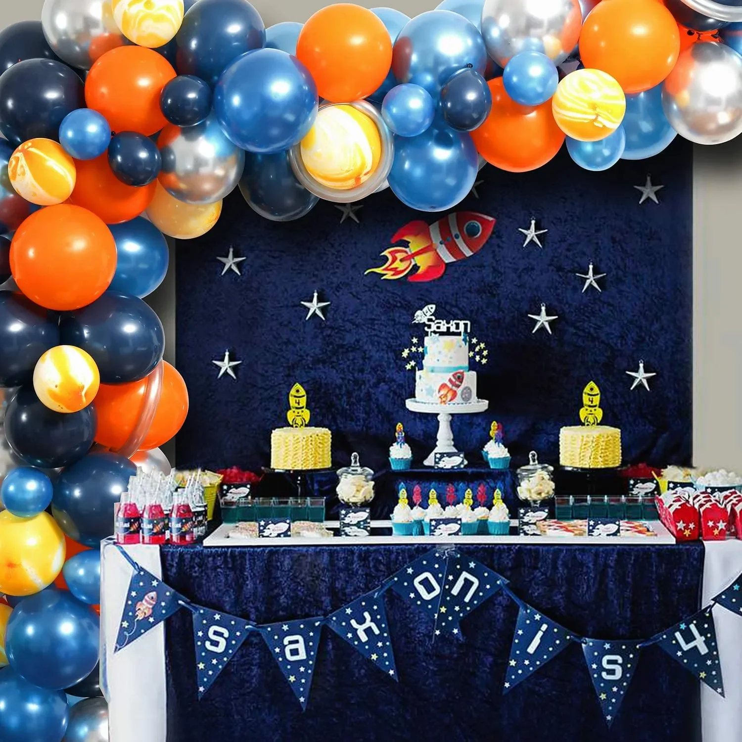 Baloni na temu svemirskog astronauta, rakete, galaksije, ukras za zurke u čast rođendana za male dječake № 1 2 3 4 5 6 7 8 9 godina