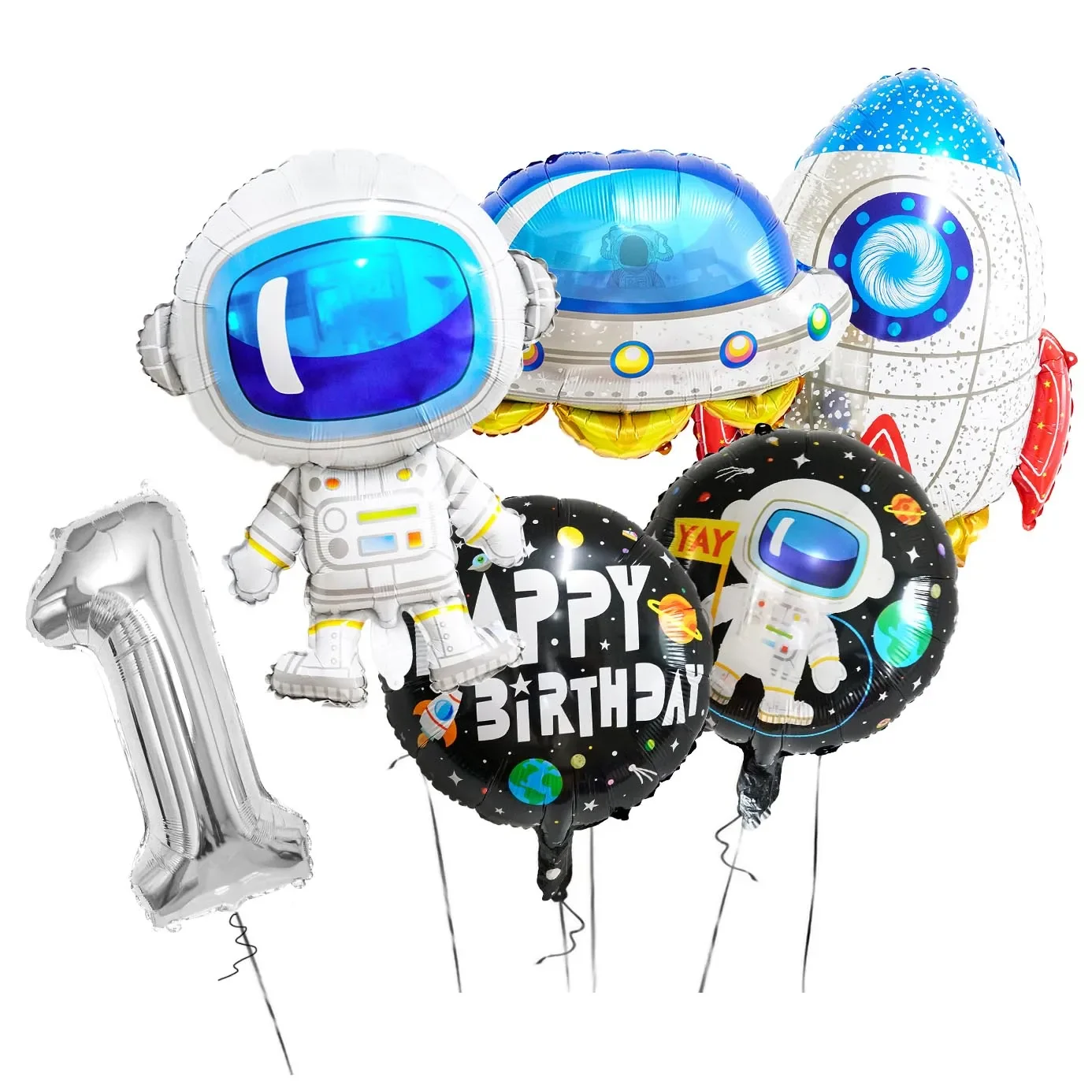 Baloni na temu svemirskog astronauta, rakete, galaksije, ukras za zurke u čast rođendana za male dječake № 1 2 3 4 5 6 7 8 9 godina