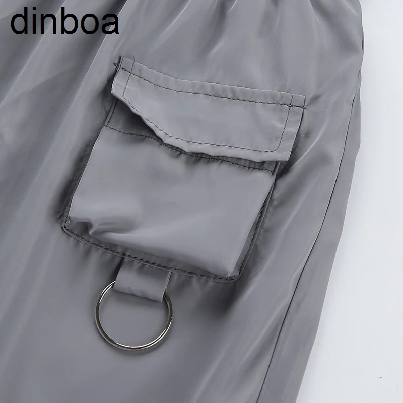 Dinboa, novi moderan mrežaste svakodnevne ženske hlače-teretni u patchwork stilu