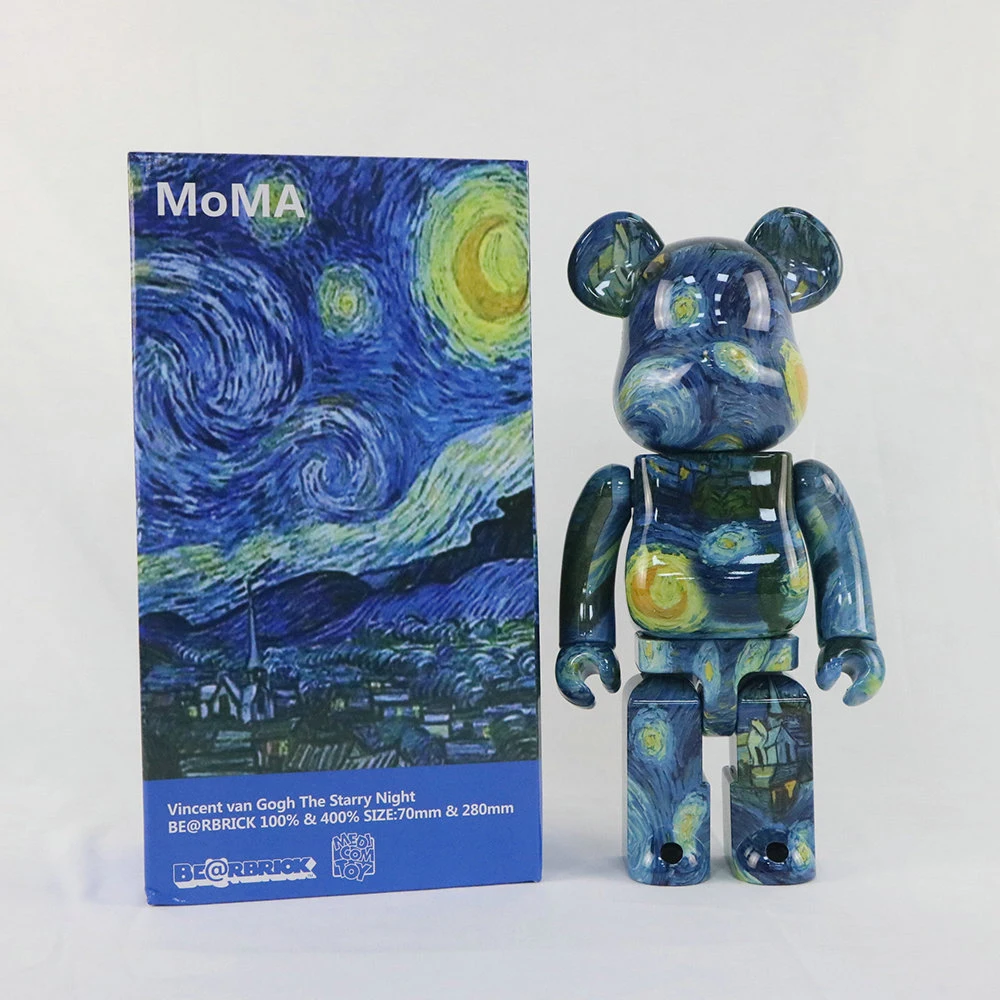 Bearbrick 400% Građevinskih Blokova Medvjed Van Gogh Zvjezdano Nebo niskonaponsku 28 cm Visina Plima Igre Lutka Ručna Lutka Igra Ručna Lutka