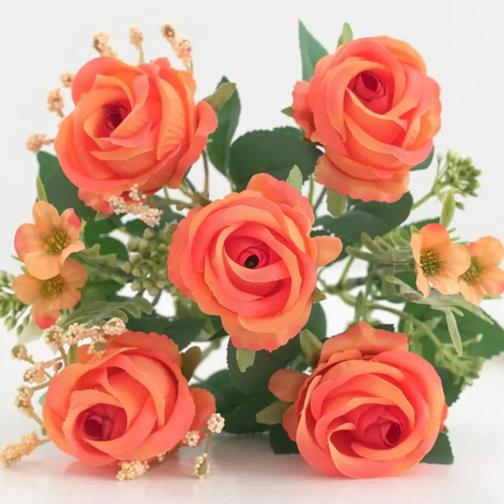 Otporni na izbljeđivanje umjetno cvijeće, realistična simulacija ruže Venere, ne zahtijeva njegu Buket od umjetnog cvijeća za vjenčanje doma dekor