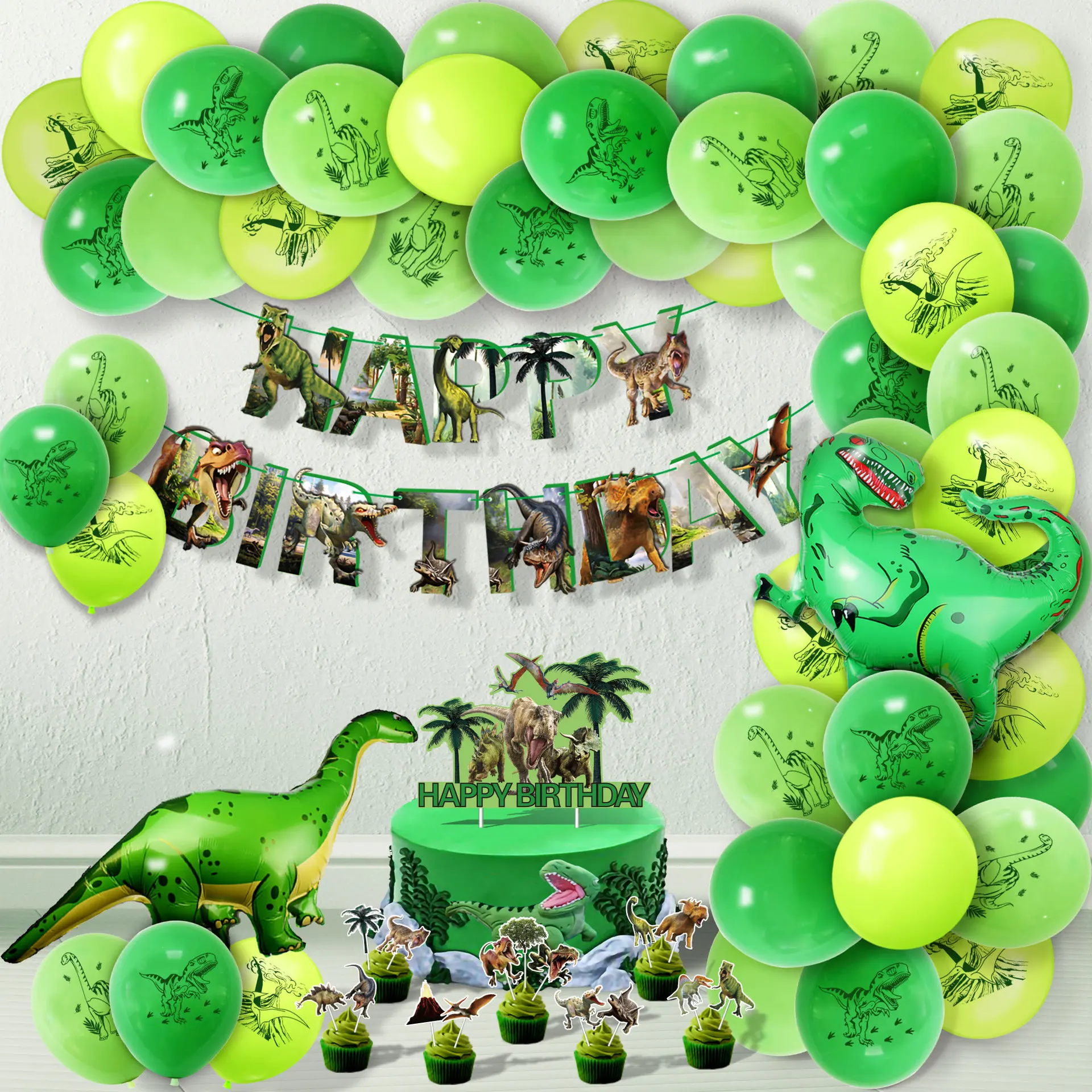 2023 Nova Serija na Temu Dinosaura, Dječje Lanac Za balon Sa Happy Birthday, Set Za Proslavu Jubileja Dječaka, Pozadinsku Ukras Za Zurke