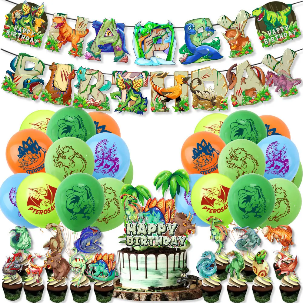 2023 Nova Serija na Temu Dinosaura, Dječje Lanac Za balon Sa Happy Birthday, Set Za Proslavu Jubileja Dječaka, Pozadinsku Ukras Za Zurke