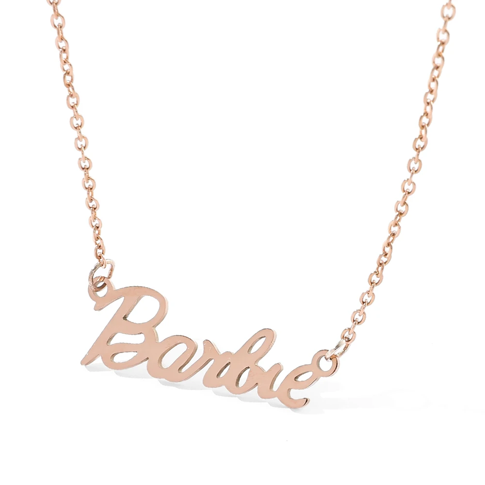 Ogrlice s ovjes u obliku slova Barbie od nehrđajućeg Čelika za žene individualne nakit, Večernje lanac na vrat za djevojčice, Pribor, pokloni