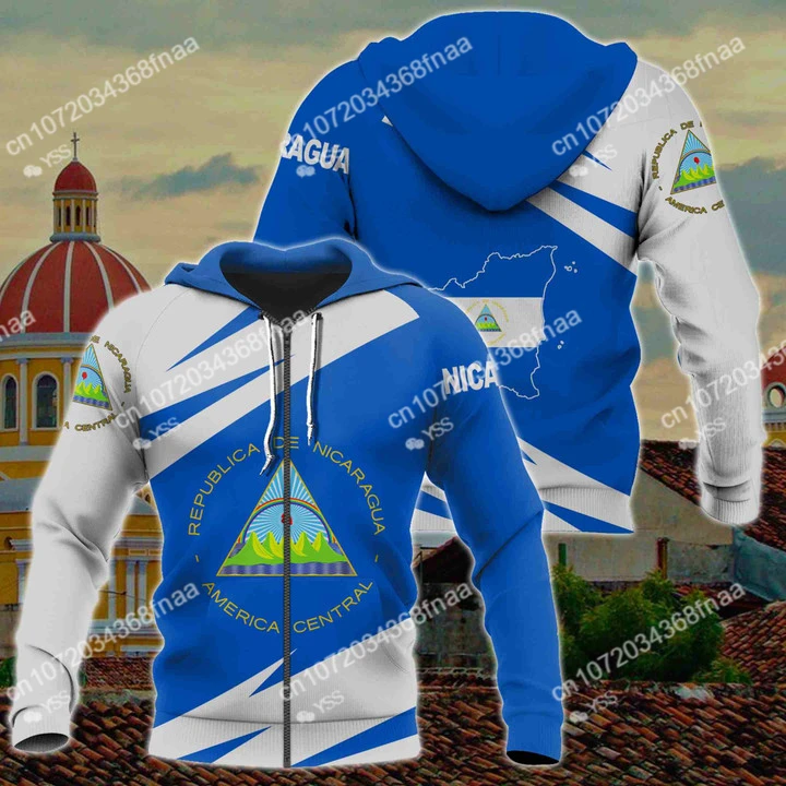 Majica sa Nacionalnom zastavom Nikaragva, Muška i Ženska Majica na munje, Casual majica sa 3D Ispis, Muška majica s kapuljačom na munje, Korisnički naziv