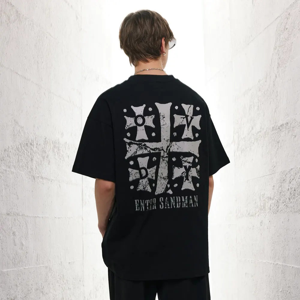 Heterogen Print Crack Evil Gotički Majice bez spolne razlike u stilu Hip-Hop, Muška Odjeća Y2k Оверсайз, Vanjska Odjeća, Pamučne majice i t-komada kratkih rukava