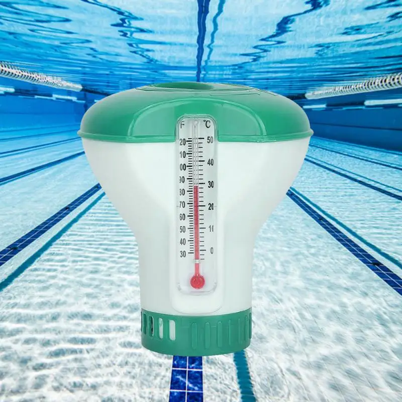 1/2 kom. plutajući dozator klora za bazen s termometrom za dezinfekciju, automatska pumpa-aplikator za bazen